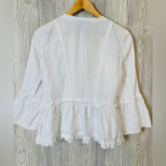 INC 100% LINEN Boho Light Zip Up Jacket Size Small White Womens Spring Summer - Picture 5 of 11